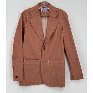 Sears Teen Male Vintage Retro Burnt Orange Put-On-Shop Leisure Jacket Sz 36 Long